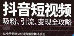 抖音视频号高级实操课程：从小号到大V的抖音运营精通手册（吸粉、引流、变现全攻略）-欢迎访问本站